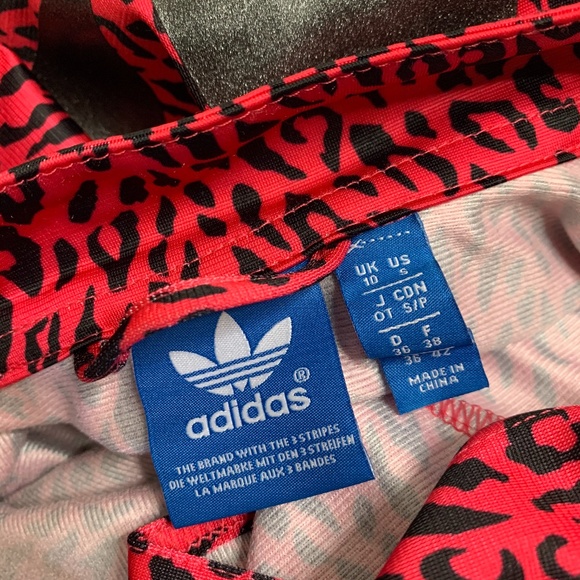 adidas Red and Black Leopard Print Jacket - Picture 3 of 5